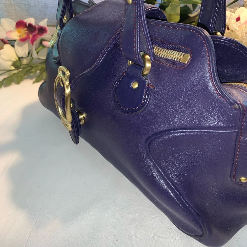 Cole Haan Alexa Blue Leather Satchel - Picture 3 of 12